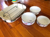 Group of Metal Mixing Bowls and Tray