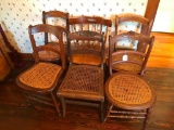 6 Antique Cane Bottom and One Wood Seated Chair in Various Conditions