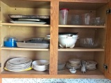 Cabinet Lot with Glass Cookware, Plates, Bowls and More!