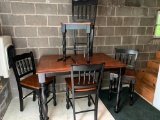 Wood Raised Table and 4 Chairs