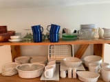 Two Shelves of Commercial Grade Dishes and More as Pictured