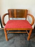 Wood Chair and a Half w/Carved Detail on Arms. This is 29