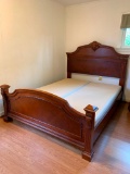 Contemporary Soild Wood Ornate Detailed Queen Size Bed with Box Springs - As Pictured