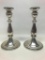 Pair of Sterling Plated Cement Weighted Candle Stick Holders. They are 9