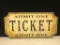 Interesting Admit One Wall Hanging Ticket, 2' wide and 1' Tall