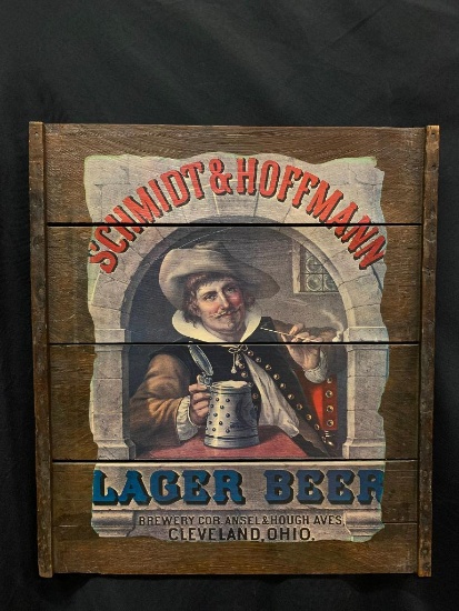 Schmidt & Hoffman Wood Beer Sign 27" Tall x 24" Wide - As Pictured