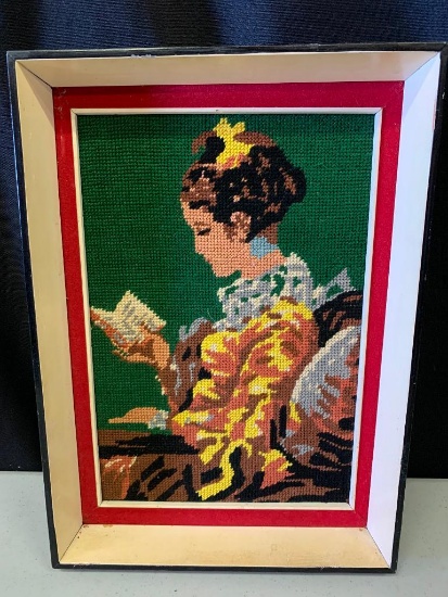 13" x 9" Framed Needlepoint Art - As Pictured