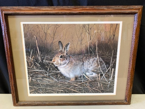 29" x 24" Framed Rabbit Print "My Friend" - As Pictured