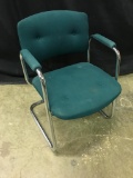 Heavy Chrome Green Office/Lobby Chair. - As Pictured
