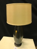Pottery Lamp on Wood Base w/Shade. This is 32