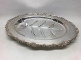 CROSBY Silverplate FOOTED Carving Meat Tray Platter FLORAL PATTERN. This is 19