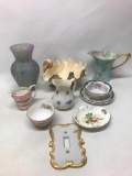 Lot of Misc. Porcelain and Glass Vase, Pitcher, Switch Plate, Etc - As Pictured