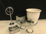 Used Chrome Accented Bathroom Set, It has been used and shows some wear