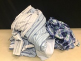 Set of Flanel Twin Sheets and A Set of Double Striped Sheets and Pillow Cases, Used As Pictured