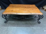 Wood Coffee Table w/Rod Iron Legs. This is 16