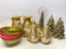 Misc Lot of Christmas lot of Tree Candles, Bowls, Pears Etc - As Pictured
