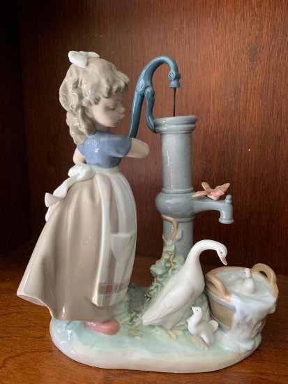 Lladro "Girl at Water Pump with Geese" No Box Included. This is 10" Tall