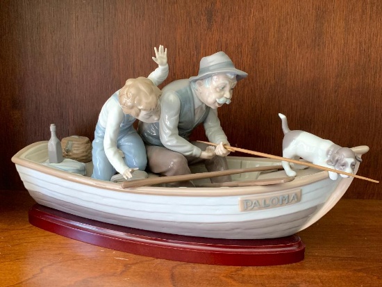 Lladro "Fishing with Gramps" No Box Included. This is 8" Tall x 15" Long