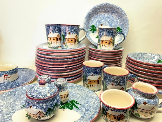 Set of Christmas Holiday Porcelain Dishes- As Pictured