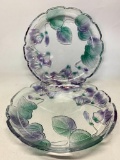 Pair of Pressed Glass Floral Serving Dishes. They are 14