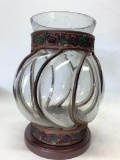 Large Glass Candle Holder w/Metal Base. This is 12