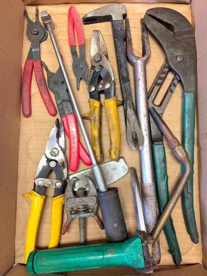 Misc Lot of Large Channel Lock, Forks, Tin Snips and More - As Pictured