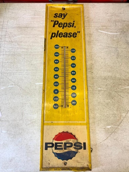 Vintage Metal Pepsi Thermometer. This is 28" x 7" - As Pictured