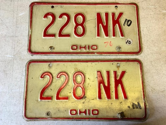 Vintage 1976 Ohio License Plates - As Pictured