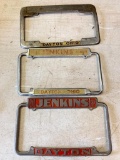 Lot of 3 Jenkins License Plate Holders Dayton, OH - As Pictured