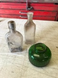 Misc Lot of Vintage Decorative Glass Bottles and Vase. The Tallest is 5.5