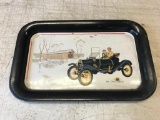 Vintage Metal Serving Tray w/1910 Ford Torpedo Decor. This is 14