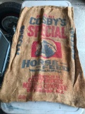 Large Cosby's Special Horse Feed 100lb Burlap Sack. As Pictured