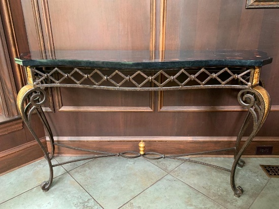 Sofa Table Marble and Tile Inlay. This is 56" Wide x 32" Tall x 18" Deep - As Pictured