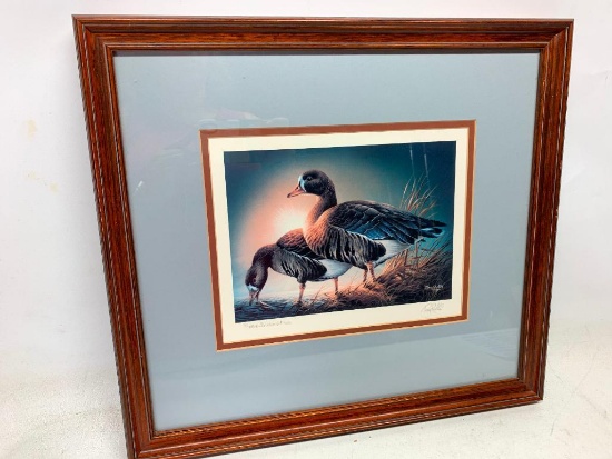 16" x 17.5" Framed and Autographed Terry Redlin 1984 "Donation Collection" #190/200 - As Pictured