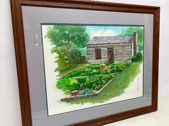 22.5" x 28" Framed Watercolor Signed by A.W.S. - As Pictured