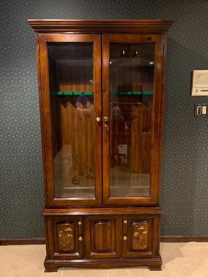 Wood Gun Cabinet. Holds 10 Riffles w/Key. This is 73" Tall x 37" Wide x 12" Deep - As Pictured