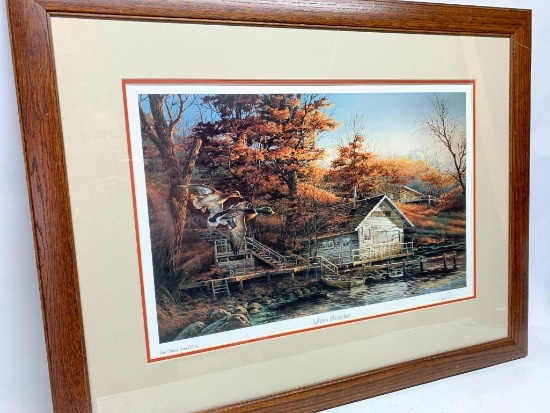 26" x 33" Framed and Signed Fine Art Print by Terry Redlin "Autumn Shoreline" - As Pictured