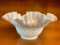 Fenton Milk Glass Ruffle Top Candy Dish. This is 4.25