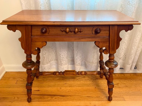 Antique Wood Side Table w/Drawer. This is 31" Tall x 32" Wide x 15" Deep - As Pictured