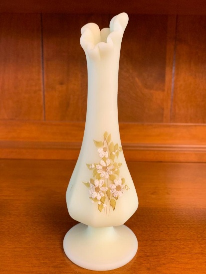 Hand Painted Ruffle Top Vase by Kim Brunny. This is 7" Tall - As Pictured