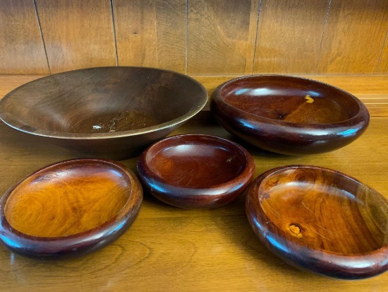 Wood Monkey Pod Bowls. The Largest is 12" in Diameter - As Pictured