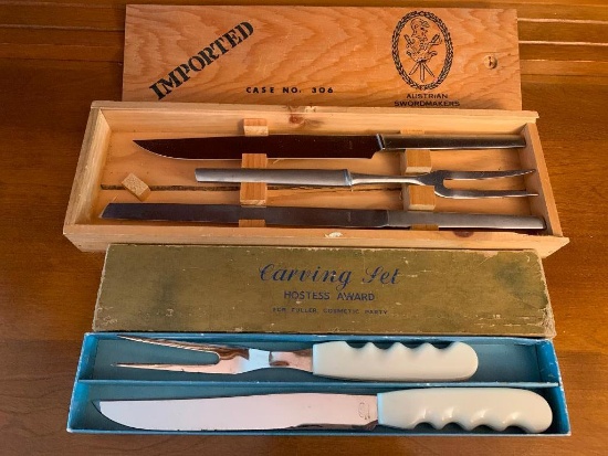 Pair of Carving Sets by Fuller Brush Co & Austrian Swordmakers - As Pictured