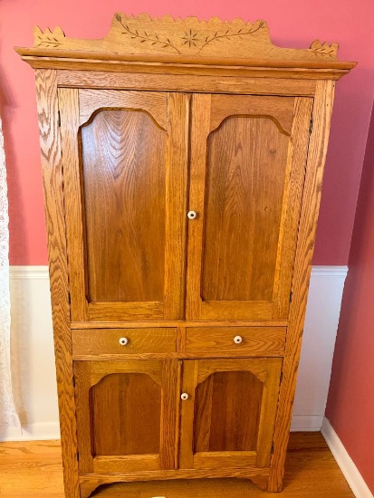 Antique Kitchen/Jelly Cabinet. This is 78" Tall x 39.5" Wide x 15" Deep - As Pictured