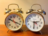 Pair of Brass Windup Clocks. One is by Westclox - As Pictured