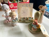 Lot of Beatrix Potter Cookie Stamp, Willow Tree Figurines, Precious Moment Figurines & Plaque