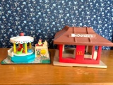 One McDonalds Toy Building & Vintage Fisher Price Merry Go Round - As Pictured