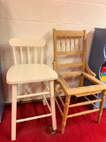 Antique Chair and Painted Wood Chair