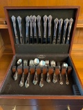 Wm. A. Rogers Oneida Stainless Flatware in Wood Box - As Pictured