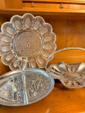 Lot of 3 Serving Dishes w/Devil Eggs Serving Plate. The Largest is 11.5