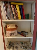 Pantry Cabinet Contents of Cook Books, Cookie Cutters, Basket and More!